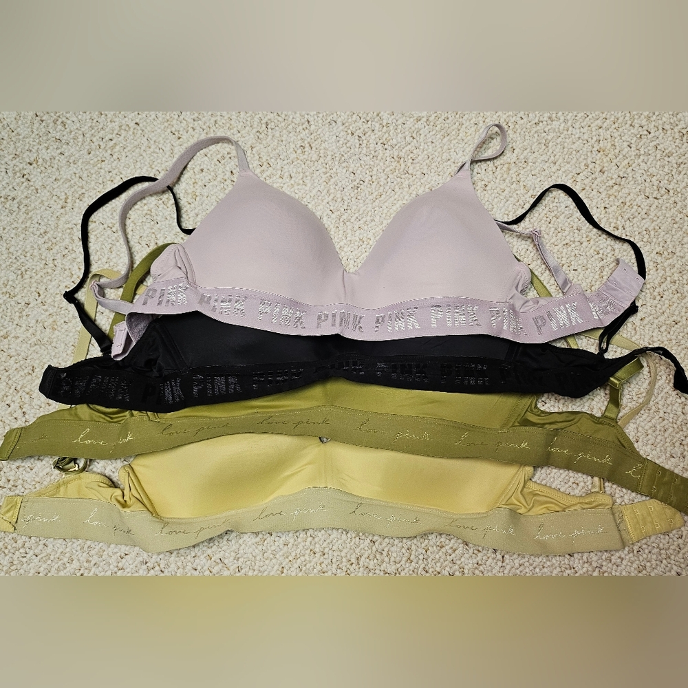 VS PINK  •  Set of 4 T-Shirt Lightly Lined Wireless Bras, Size 36C
